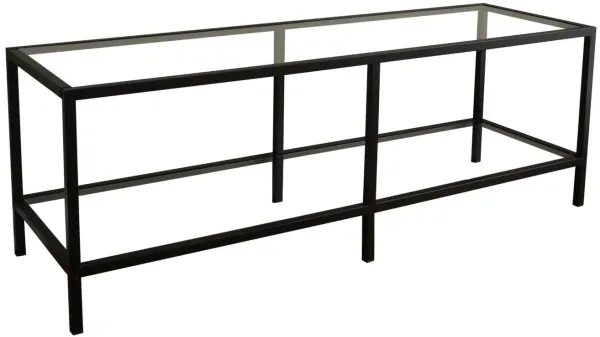 NORDVÄRK Basic TV-bord, m. 1 hylde - glas og mat sort metal (130x40)